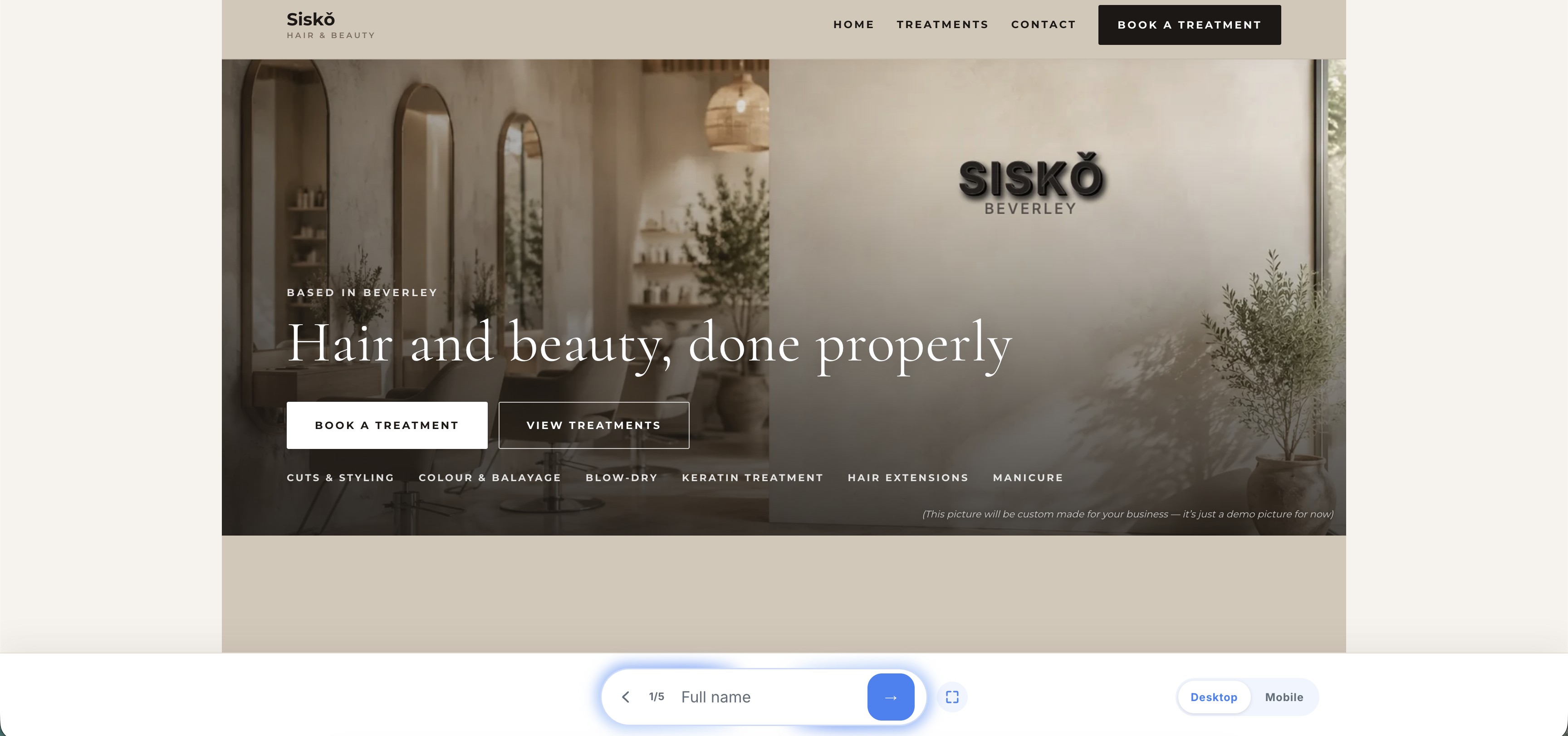 SISKŌ instant automated demo website screenshot